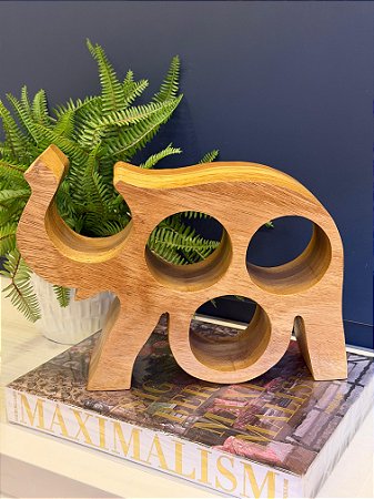 Escultura Elefante - Madeira - Porta Vinho