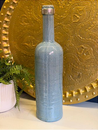 Vaso Garrafa - Ceramica - Azul Claro - 50CM