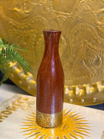 Vaso Garrafa - Madeira e Metal - 25CM