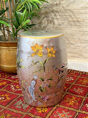 Seat Garden - Banco - Cerâmica - Flores - Prata e Colorido