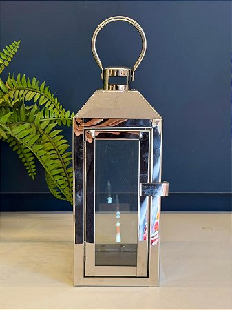 Lanterna - Metal - Prata - 26CM