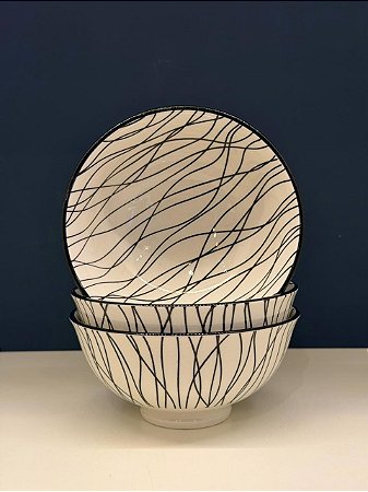 Bowl - Cerâmica - Preto e Branco - Tamanho Médio