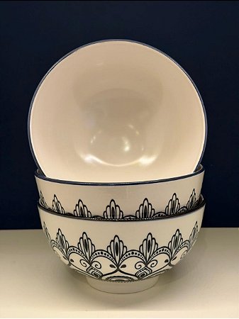 Bowl - Cerâmica - Branco e Preto - Tamanho Grande