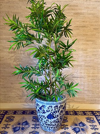 Cachepot em Cerâmica - Azul e Branco - 43CM