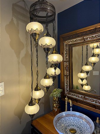 Luminária de Teto Turca 7 Globos Grande Branca