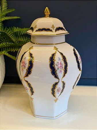 Potiche - Cerâmica - Branco e Colorido - 31cm