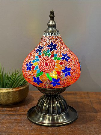 Luminária Turca Laranja, Vermelho e Colorida G