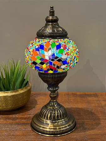 Luminária Turca Mosaico M Colorida