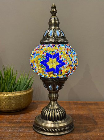Luminária Turca M - Sem fio - Azul, Amarelo e Colorido