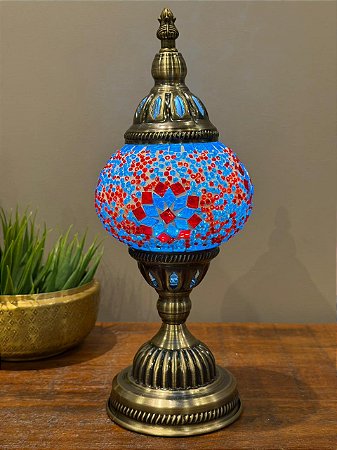 Luminária Turca M - Sem fio - Azul e Vermelho