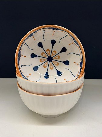Bowl - Cerâmica - Azul e Bege - Tamanho Médio