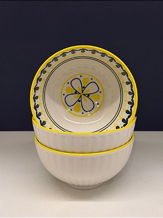 Bowl - Cerâmica - Amarelo e Azul - Tamanho Médio