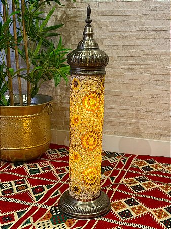 Luminária Turca de Chão - Mosaico - Dourado