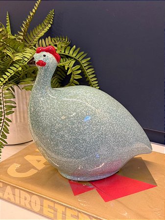 Galinha Decorativa - Cerâmica - Turquesa - 25CM