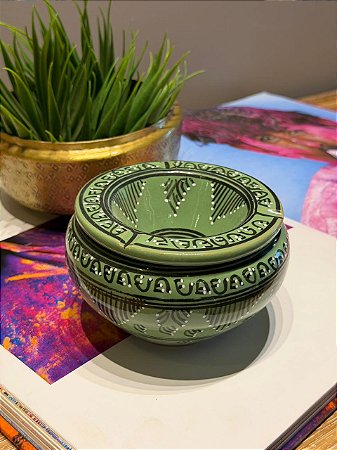 Cinzeiro Marroquino - Pintado á mão - Verde - 13CM
