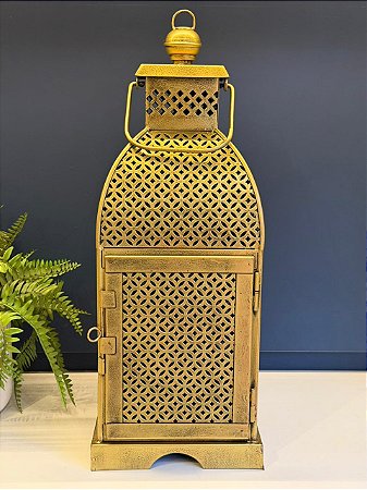 Lanterna - Metal - Dourada - Com Olhal