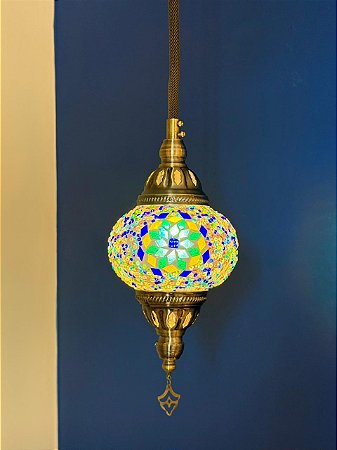 Luminária de Teto Turca Verde e Azul M