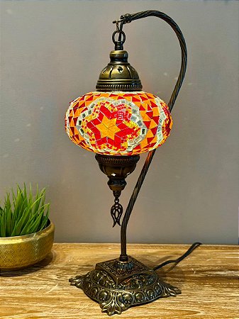 Luminária Turca Pendente G Laranja e Vermelha