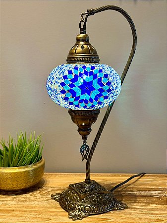 Luminária Turca Pendente G Azul