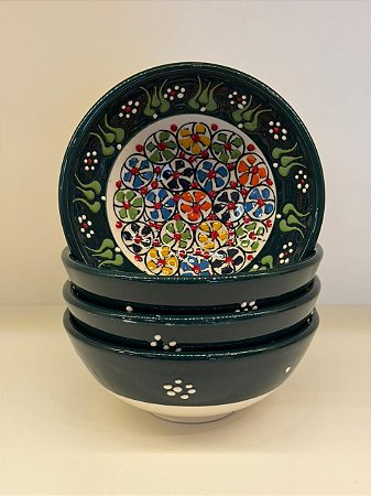 Bowl - Cerâmica - Turquia - Tamanho Médio - Verde e Colorido