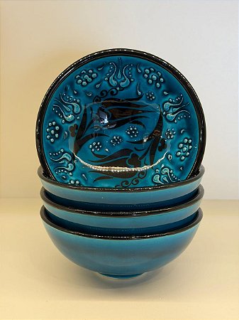 Bowl - Cerâmica - Turquia - Relevo - Tamanho Médio - Azul Turquesa