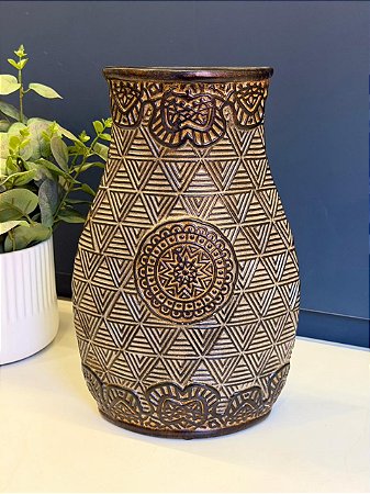 Vaso Cerâmica Marrom 30cm