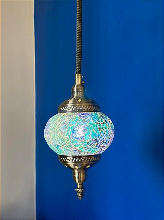 Luminária de Teto Turca Azul M