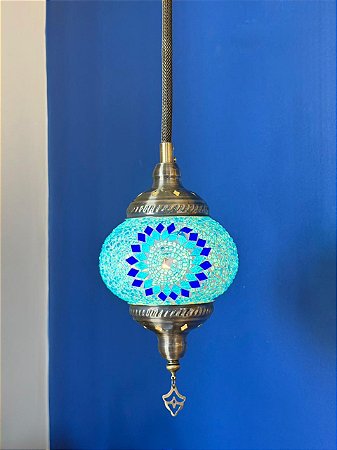 Luminária de Teto Turca Azul Claro M