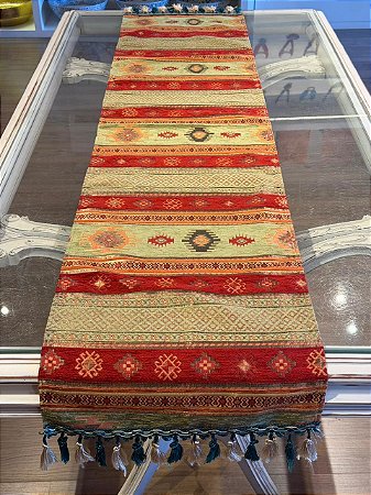 Caminho de Mesa em Jacquard - Vermelho e Verde