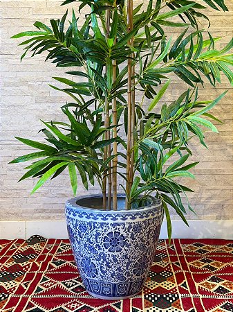 Cachepot em Cerâmica - Azul e Branco - 36CM