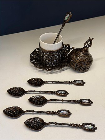 Jogo de Colheres - Turcas - Metal - Cobre e Transparente