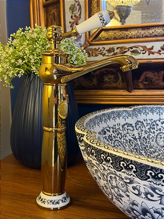 Torneira Premium - Dourada, Azul e Branco - Para Cubas