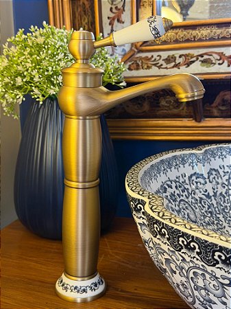 Torneira Premium - Dourada Fosco, Azul e Branco - Para Cubas