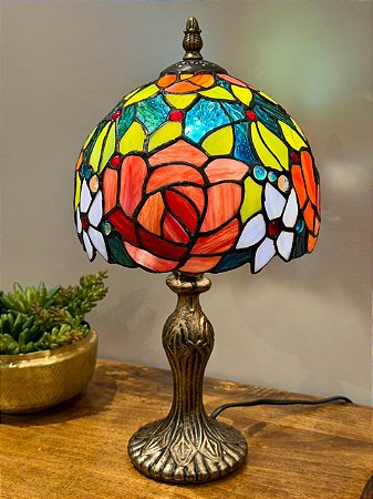 Abajur Tiffany - Vitral - Ouro Velho