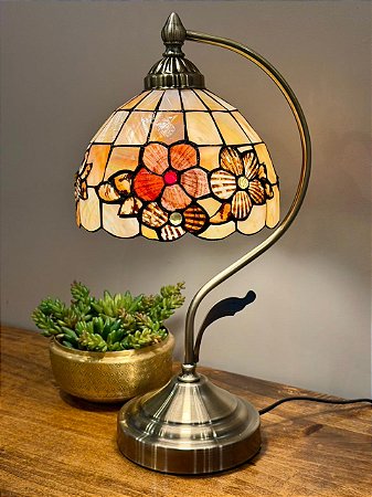 Abajur Tiffany - Vitral - Ouro Velho