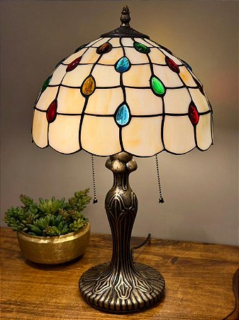 Abajur Tiffany - Vitral - Ouro Velho