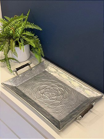 Bandeja - Metal - Prata - 52CM