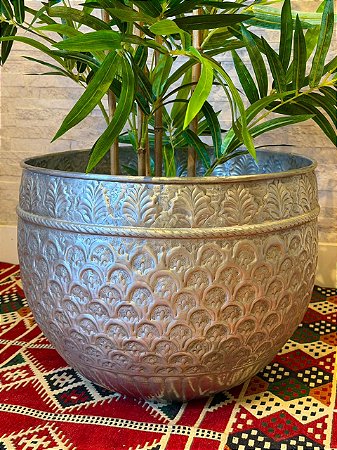 Cachepot em Alumínio - Prata - 44CM