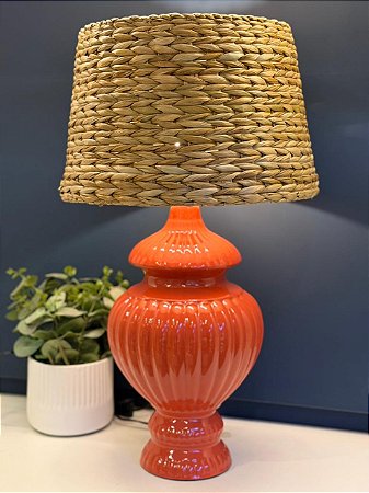 Abajur - Cerâmica - Terracota com Cúpula de Palha