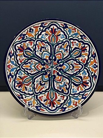 Prato de Parede - Tunísia - Decorativo - Cerâmica - Pintado à mão - Colorido