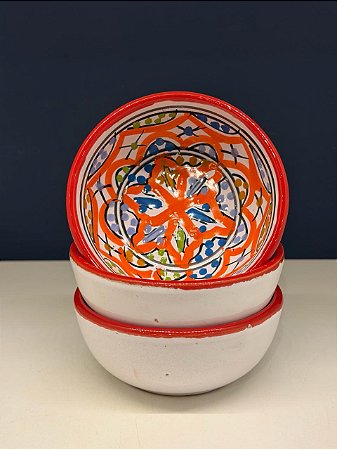 Bowl - Cerâmica - Tunísia - Tamanho Pequeno - Laranja e Colorido