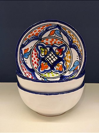 Bowl - Cerâmica - Tunísia - Tamanho Médio - Azul e Colorido