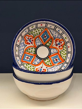 Bowl - Cerâmica - Tunísia - Tamanho Grande - Colorido