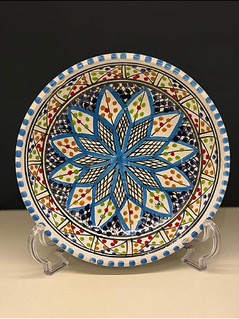 Bowl - Cerâmica - Tunísia - Azul Claro e Colorido