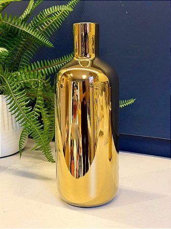 Vaso - Cerâmica - Dourado - 24CM