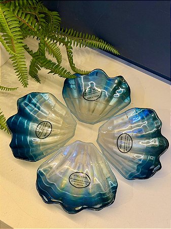 Petisqueira em Vitral - Turca - Pintado à mão - Azul e Cinza