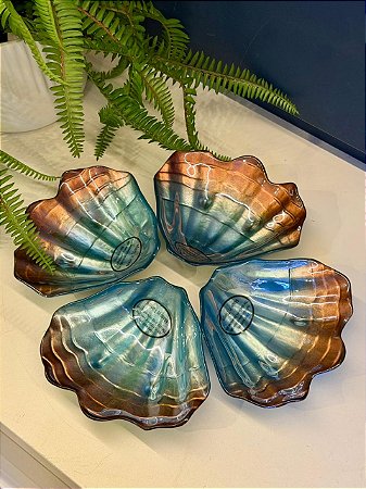 Petisqueira em Vitral - Turca - Pintado à mão - Azul e Cobre