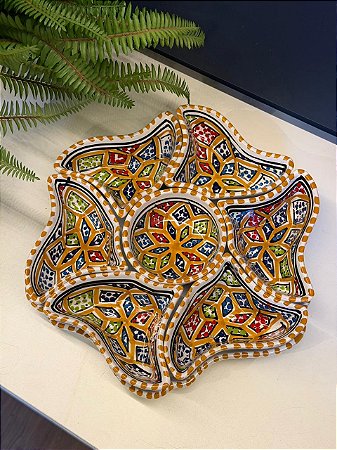Petisqueira com Prato - Cerâmica - Turquia - Colorido