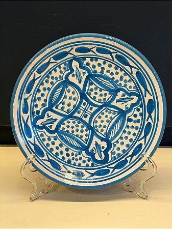 Prato de Parede PP - Tunísia - Decorativo - Cerâmica - Pintado à mão - Azul Claro