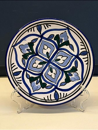 Prato de Parede PP - Tunísia - Decorativo - Cerâmica - Pintado à mão - Azul e Verde